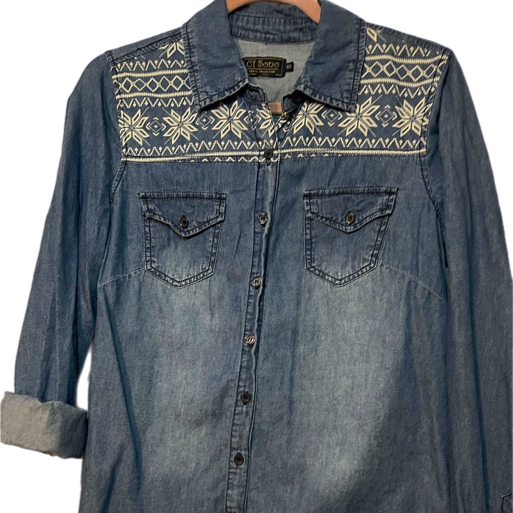 Modern, western, cotton jean shirt